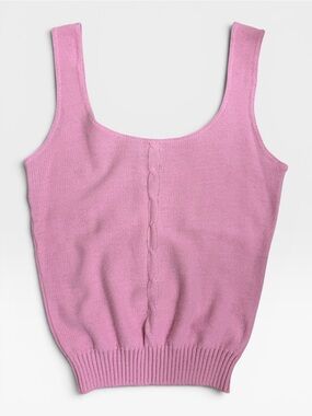VTG Avon Fashions Pink Cable Knit Sweater Tank Top Size Small Madd in USA